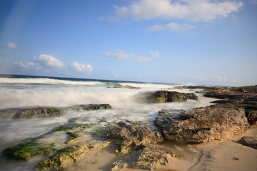 A colorful long exposure of the waves in Mexico