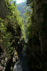 Stone bridge across the Gorges de l'Areuses, Romandie near Neuchastel