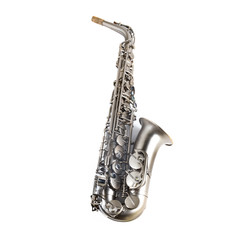 silver saxophone isolated on white background