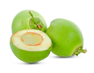 water drop green coconut isolated on white background