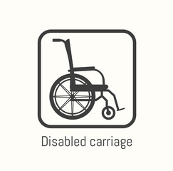 Fototapeta na wymiar Design concept of manual wheelchair, disabled carriage icon. Can use for website and mobile website and application. Vector illustration. White background.
