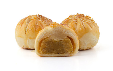 Chinese Pastry or Thai Moon Cake on white background ,Chinese festival dessert