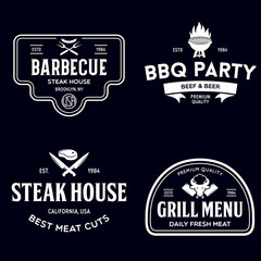 Steak House, barbecue, bbq party, restaurant logo templates. Collection elements for grill menu design.