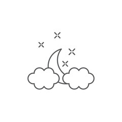 Clouds moon stars vector icon, isolated on white background