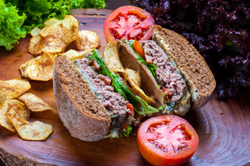 Delicious hamburguer served on Australian bread