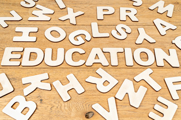 word education laid out of wooden letters