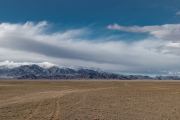 landscape with blue sky and clouds