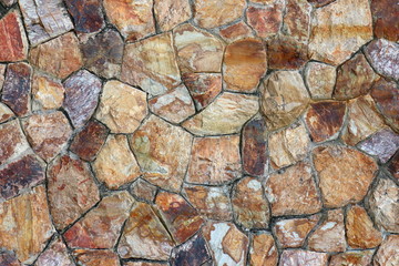 Textured of surface stone wall for background. Tone orange, brown and red color same rust.