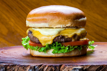 Homemade gourmet burger with delicious fresh ingredients