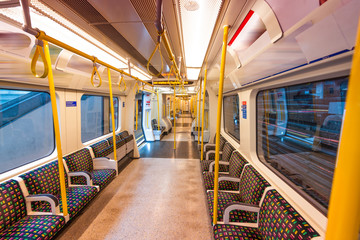 Inside underground train, London - obrazy, fototapety, plakaty