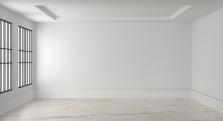Empty Room Interior White Background. 3d Render Illustration