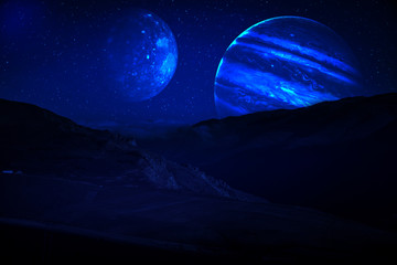 planet earth, saturn and jupiter in a cosmic cloud - Elements of this image furnished by NASA