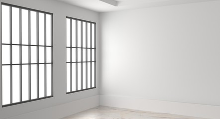 Empty Room Interior White Background. 3d Render Illustration