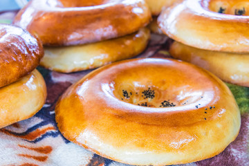 Tandir non or lepeshka, tarditional uzbek bread