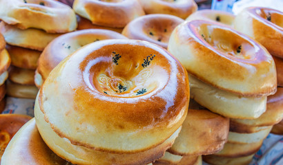 Tandir non or lepeshka, tarditional uzbek bread
