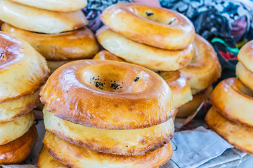 Tandir non or lepeshka, tarditional uzbek bread