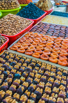 Dried food products sold at the Siab Bazaar in Samarkand
