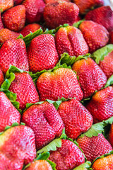 Strawberries sold on the street market stall