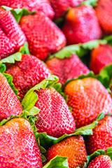 Strawberries sold on the street market stall
