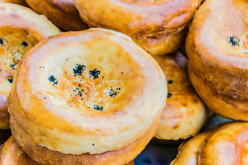 Tandir non or lepeshka, tarditional uzbek bread