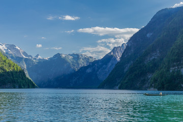 Fototapeta premium Beautiful exploration tour along the Berchtesgaden Alpine foothills. - Schoenau am Koenigsee.