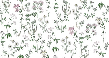 Meadow flowers vector seamless pattern