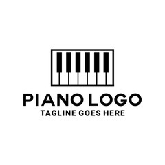 Piano Logo Design With Classic Style. Musical Logotype. Jazz And Classical Emblem For Company. Studio Icon For Business. Creative And Modern Music Graphic Idea.