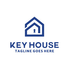 Key House Logo Design With Line Style. Royal Logotype. Agent And Real Emblem For Company. Modern Icon For Business. Creative And Unique Graphic Idea.