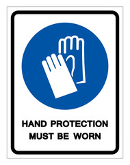 Hand Protection Must Be Worn Symbol Sign, Vector Illustration, Isolated On White Background Label. EPS10