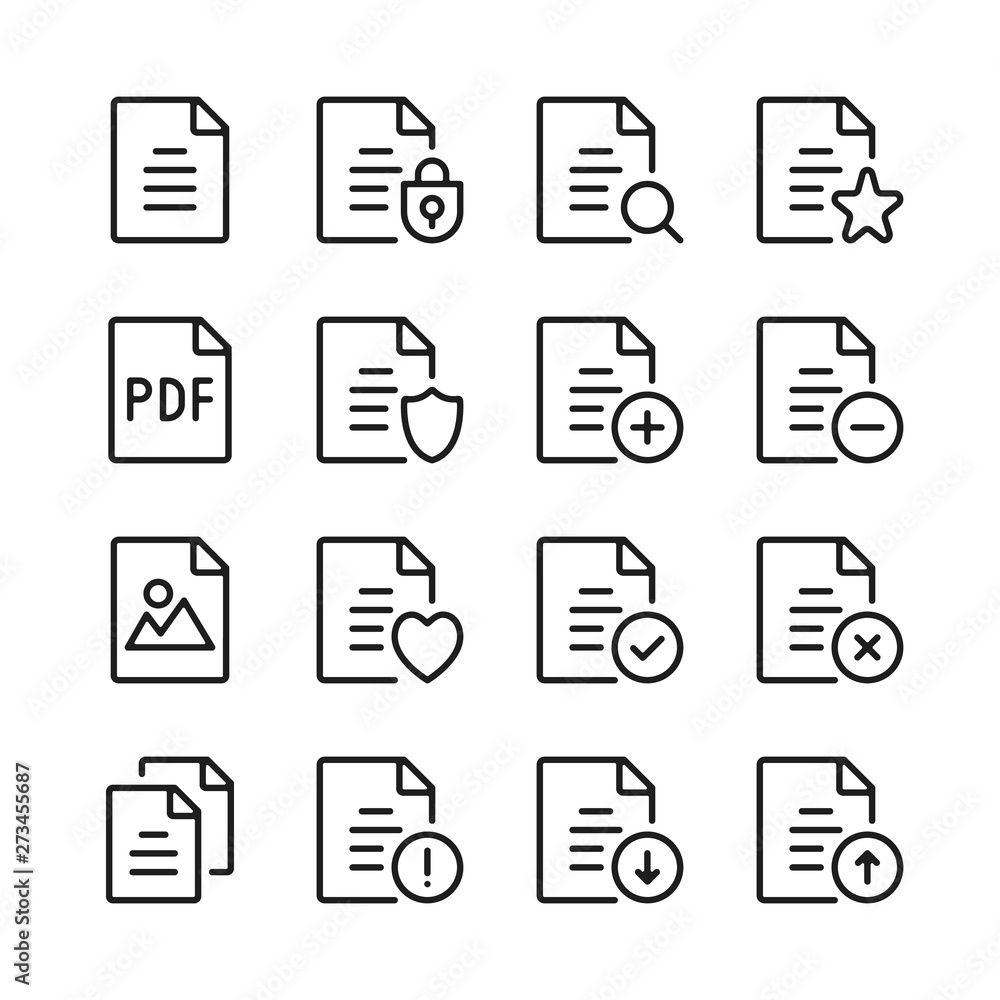 Poster document line icons set. modern graphic design concepts, simple outline elements collection. vector 