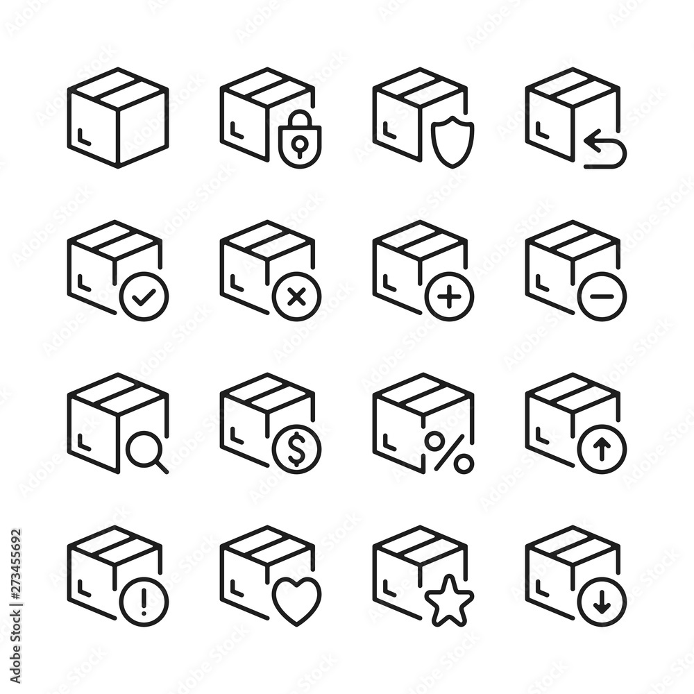 Poster delivery package line icons set. modern graphic design concepts, simple outline elements collection.