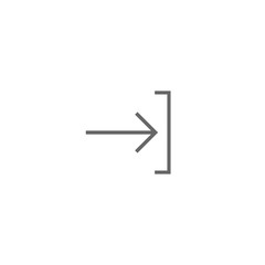 Enter or log in icon. Isolated on white. Black right thin arrow with bracket. Sign in icon. Profile, user sign.