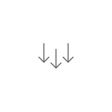 Three Black Line Arrows Down Icon. Download Sign. Fall, Decrease Symbol