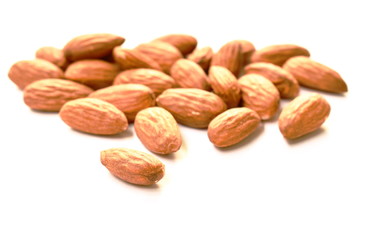 baked almond seed batch on white background