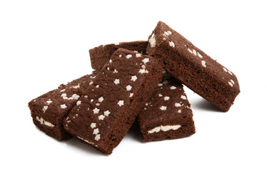 chocolate sponge cake with stars isolated