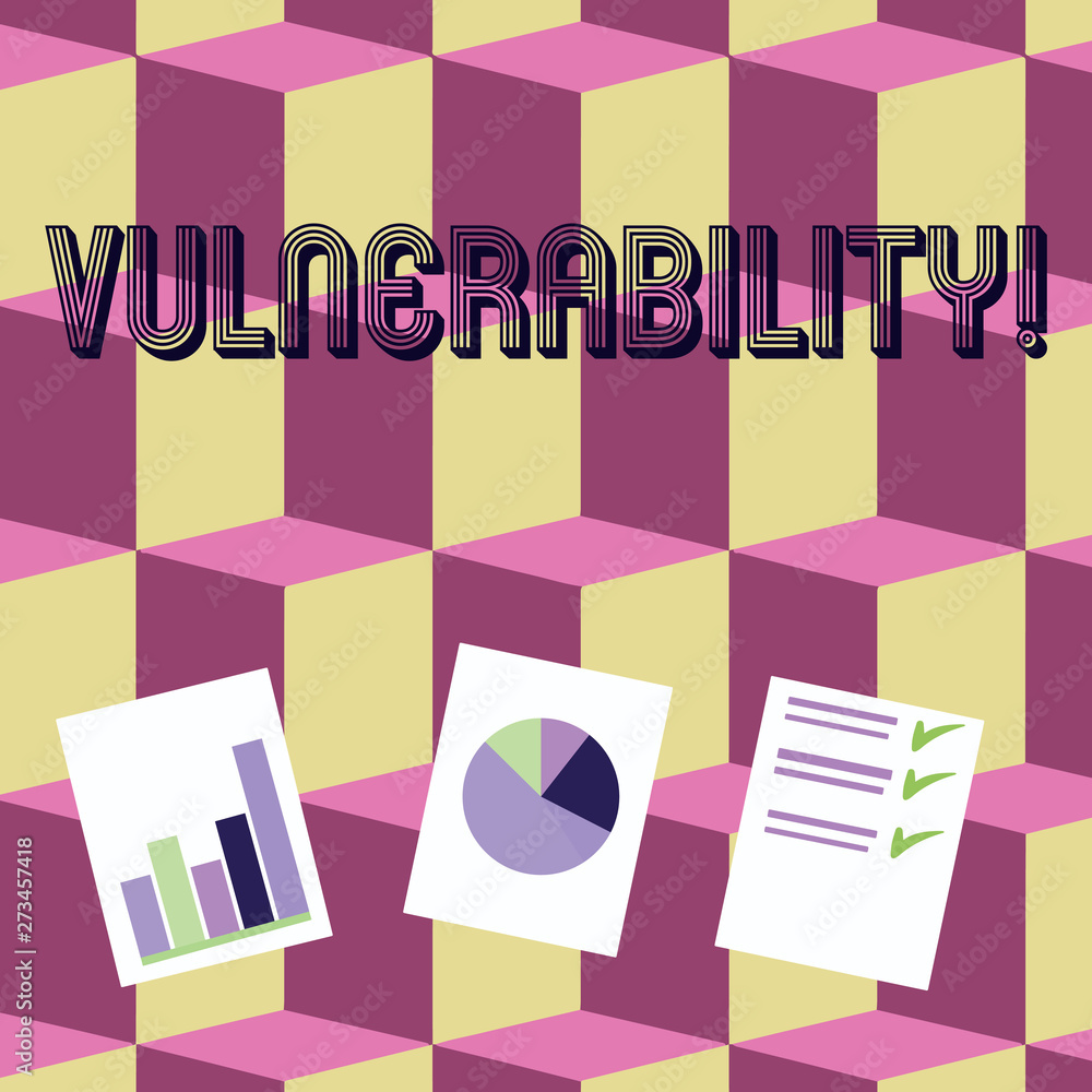 Poster writing note showing vulnerability. business concept for information susceptibility systems bug expl