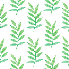Seamless pattern with green leaves