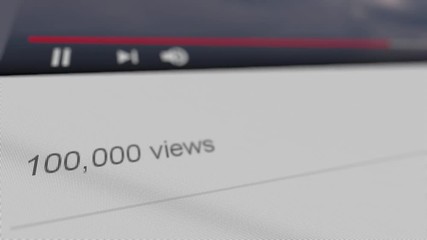 Rising number of views of a popular video clip. Conceptual 3D animation