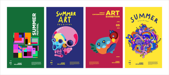 Summer Festival Art and Culture Colorful Illustration Poster. Illustration for Summer, event, website, landing page, promotion, flyer, digital and print.