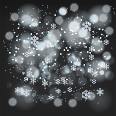 Abstract background, winter, red, snowflakes falling snow vector illustration