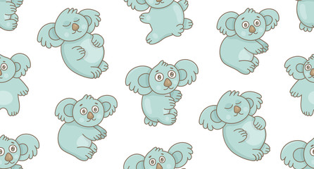 Seamless Pattern with Koalas. isolated on white background