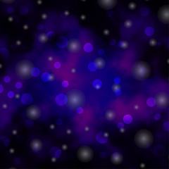 Dark Purple vector texture with circles, stars.