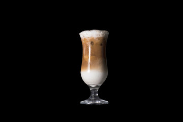 Cold coffee with crema and ice