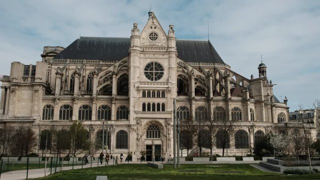 Spring in France, a beautiful old cathedral. Saint-Eustache Architecture Paris France 03.20.2019