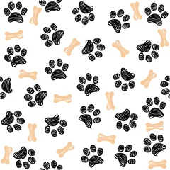 Wall murals Dogs Background with dog paw print and bone