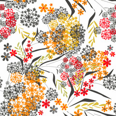 Seamless floral small flowers leaves vintage retro pattern
