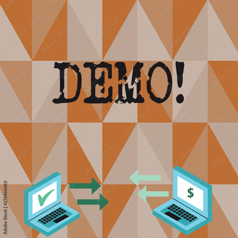 Poster conceptual hand writing showing demo. concept meaning trial beta version free test sample preview of