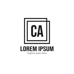 Initial CA logo template with modern frame. Minimalist CA letter logo vector illustration