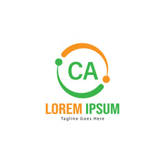 Initial CA logo template with modern frame. Minimalist CA letter logo vector illustration