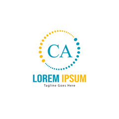 Initial CA logo template with modern frame. Minimalist CA letter logo vector illustration